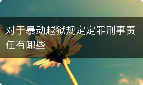 对于暴动越狱规定定罪刑事责任有哪些