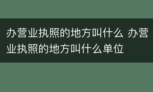 办营业执照的地方叫什么 办营业执照的地方叫什么单位