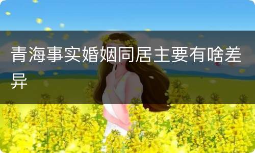 青海事实婚姻同居主要有啥差异