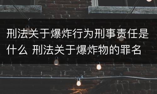 刑法关于爆炸行为刑事责任是什么 刑法关于爆炸物的罪名