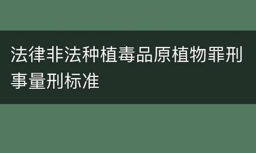 法律非法种植毒品原植物罪刑事量刑标准