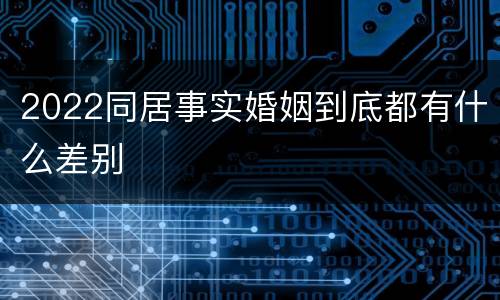 2022同居事实婚姻到底都有什么差别