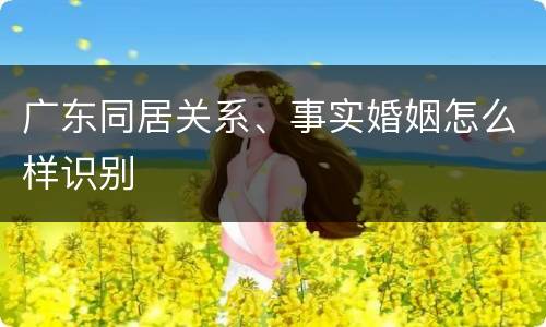 广东同居关系、事实婚姻怎么样识别