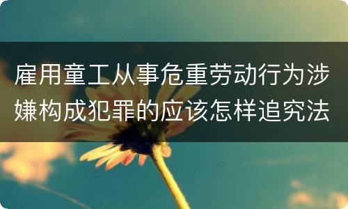 雇用童工从事危重劳动行为涉嫌构成犯罪的应该怎样追究法律责任