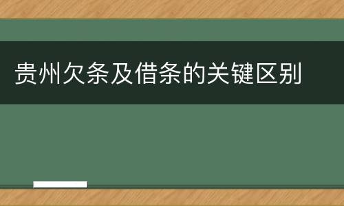 贵州欠条及借条的关键区别