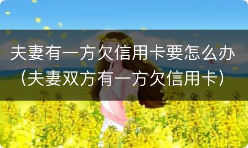 夫妻有一方欠信用卡要怎么办（夫妻双方有一方欠信用卡）