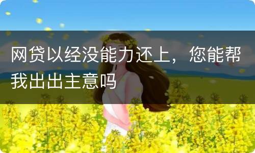 网贷以经没能力还上，您能帮我出出主意吗