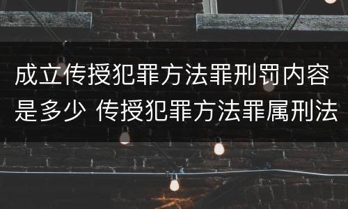 成立传授犯罪方法罪刑罚内容是多少 传授犯罪方法罪属刑法规定的