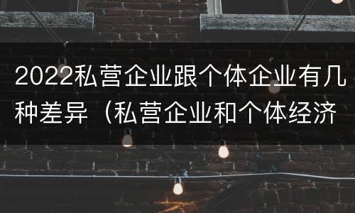 2022私营企业跟个体企业有几种差异（私营企业和个体经济的区别）