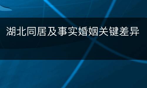 湖北同居及事实婚姻关键差异