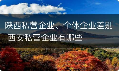 陕西私营企业、个体企业差别 西安私营企业有哪些
