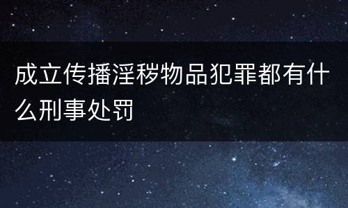 成立传播淫秽物品犯罪都有什么刑事处罚