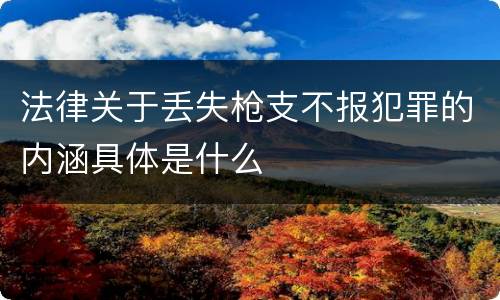 法律关于丢失枪支不报犯罪的内涵具体是什么