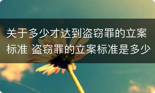 关于多少才达到盗窃罪的立案标准 盗窃罪的立案标准是多少