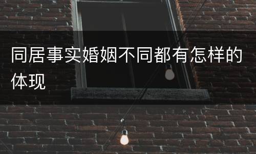 同居事实婚姻不同都有怎样的体现