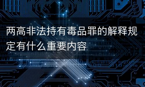 两高非法持有毒品罪的解释规定有什么重要内容