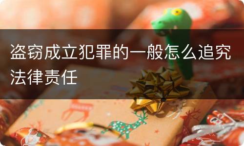 盗窃成立犯罪的一般怎么追究法律责任