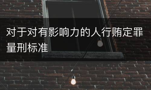 对于对有影响力的人行贿定罪量刑标准