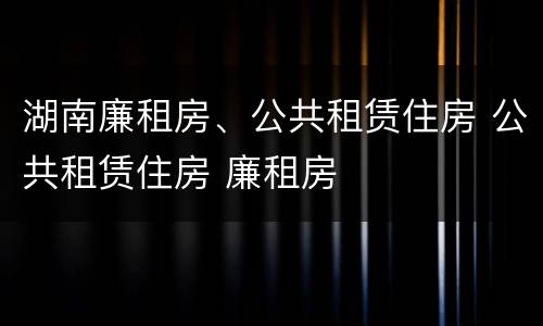 湖南廉租房、公共租赁住房 公共租赁住房 廉租房