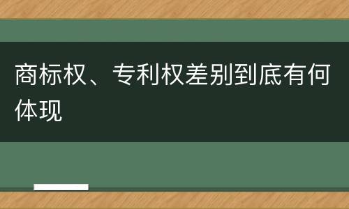 商标权、专利权差别到底有何体现