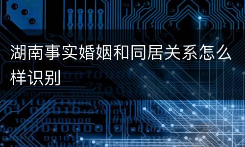 湖南事实婚姻和同居关系怎么样识别