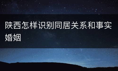陕西怎样识别同居关系和事实婚姻