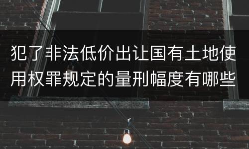 犯了非法低价出让国有土地使用权罪规定的量刑幅度有哪些