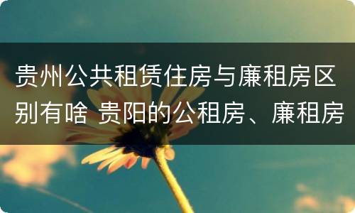 贵州公共租赁住房与廉租房区别有啥 贵阳的公租房、廉租房在什么地方?