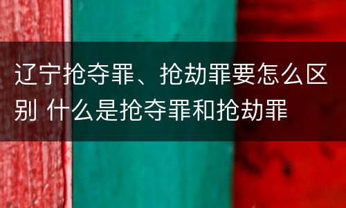 辽宁抢夺罪、抢劫罪要怎么区别 什么是抢夺罪和抢劫罪