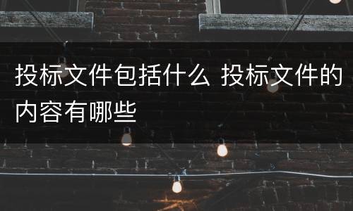 投标文件包括什么 投标文件的内容有哪些