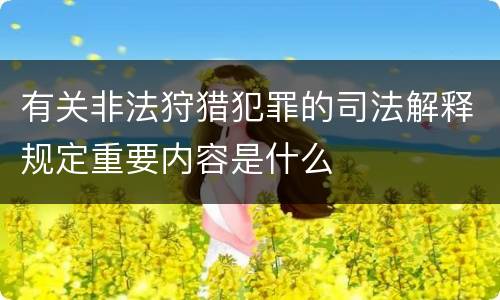 有关非法狩猎犯罪的司法解释规定重要内容是什么