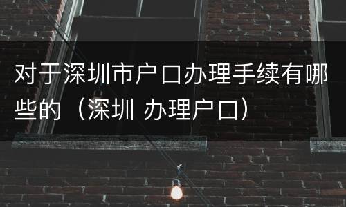 对于深圳市户口办理手续有哪些的（深圳 办理户口）