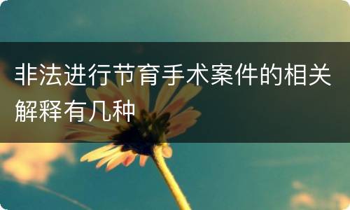 非法进行节育手术案件的相关解释有几种