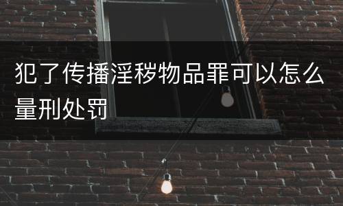 犯了传播淫秽物品罪可以怎么量刑处罚