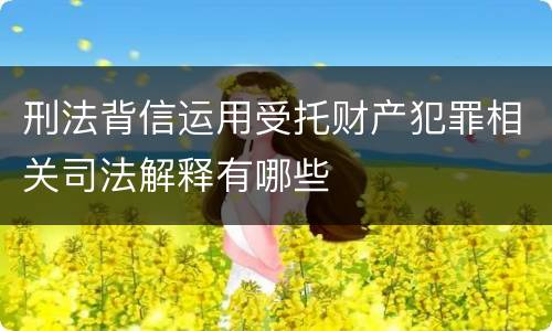 刑法背信运用受托财产犯罪相关司法解释有哪些
