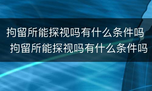 拘留所能探视吗有什么条件吗 拘留所能探视吗有什么条件吗现在