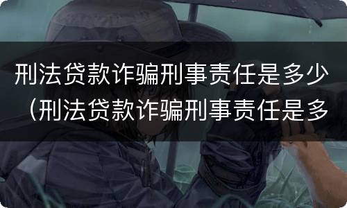 刑法贷款诈骗刑事责任是多少（刑法贷款诈骗刑事责任是多少条）