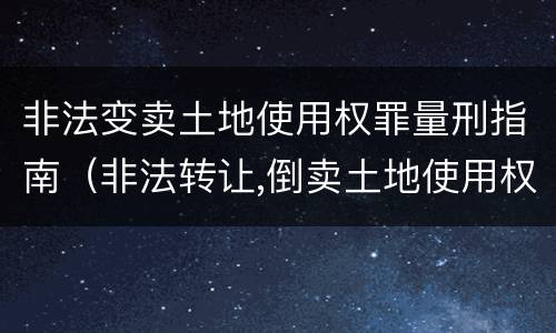 非法变卖土地使用权罪量刑指南（非法转让,倒卖土地使用权罪定罪标准）
