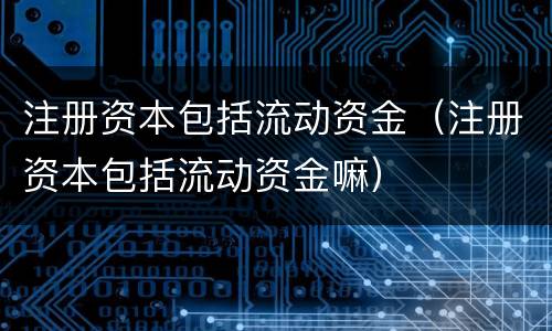 注册资本包括流动资金（注册资本包括流动资金嘛）