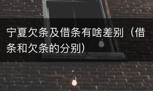 宁夏欠条及借条有啥差别（借条和欠条的分别）