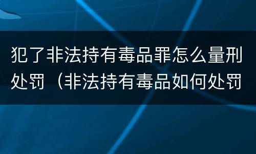 犯了非法持有毒品罪怎么量刑处罚（非法持有毒品如何处罚）