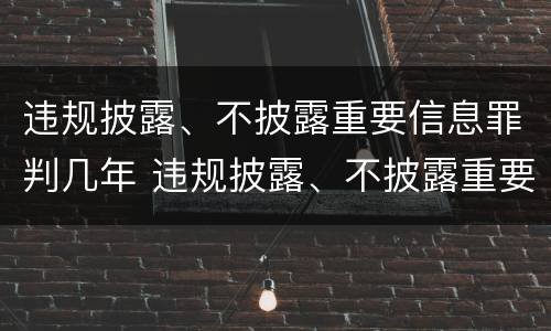 违规披露、不披露重要信息罪判几年 违规披露、不披露重要信息罪立案标准