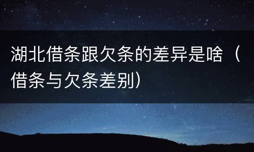 湖北借条跟欠条的差异是啥（借条与欠条差别）