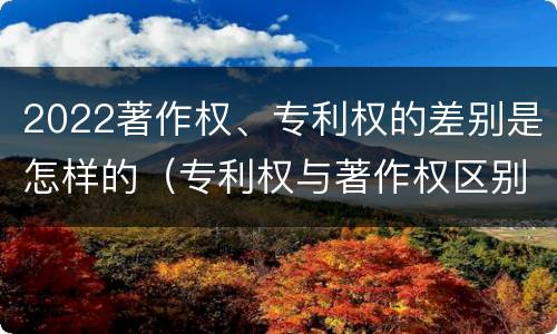 2022著作权、专利权的差别是怎样的（专利权与著作权区别）