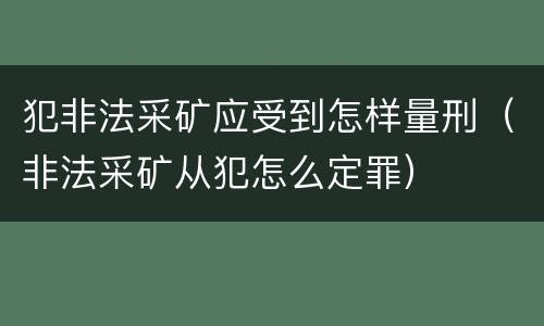 犯非法采矿应受到怎样量刑（非法采矿从犯怎么定罪）