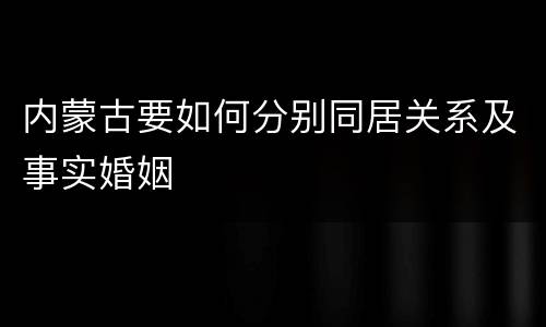 内蒙古要如何分别同居关系及事实婚姻