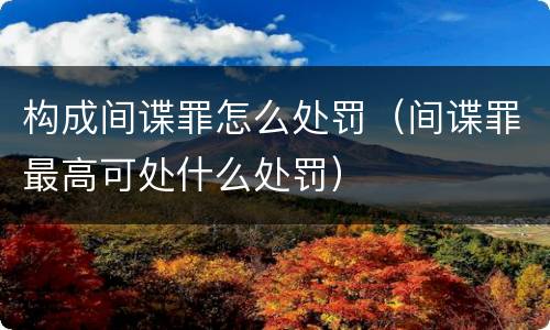 构成间谍罪怎么处罚（间谍罪最高可处什么处罚）