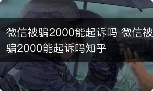 微信被骗2000能起诉吗 微信被骗2000能起诉吗知乎
