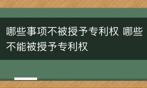 哪些事项不被授予专利权 哪些不能被授予专利权