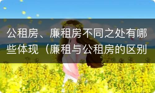 公租房、廉租房不同之处有哪些体现（廉租与公租房的区别）